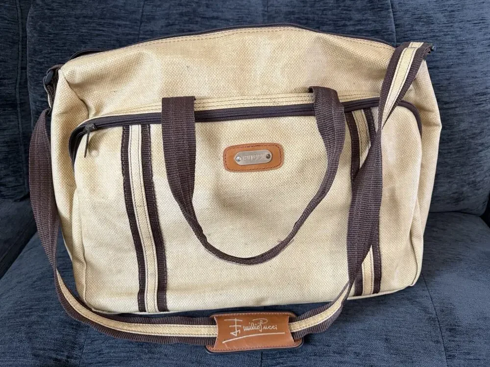 Emilio Pucci Duffel Travel Luggage Gym Shoulder Bag Tote Vintage MCM 70's Unisex